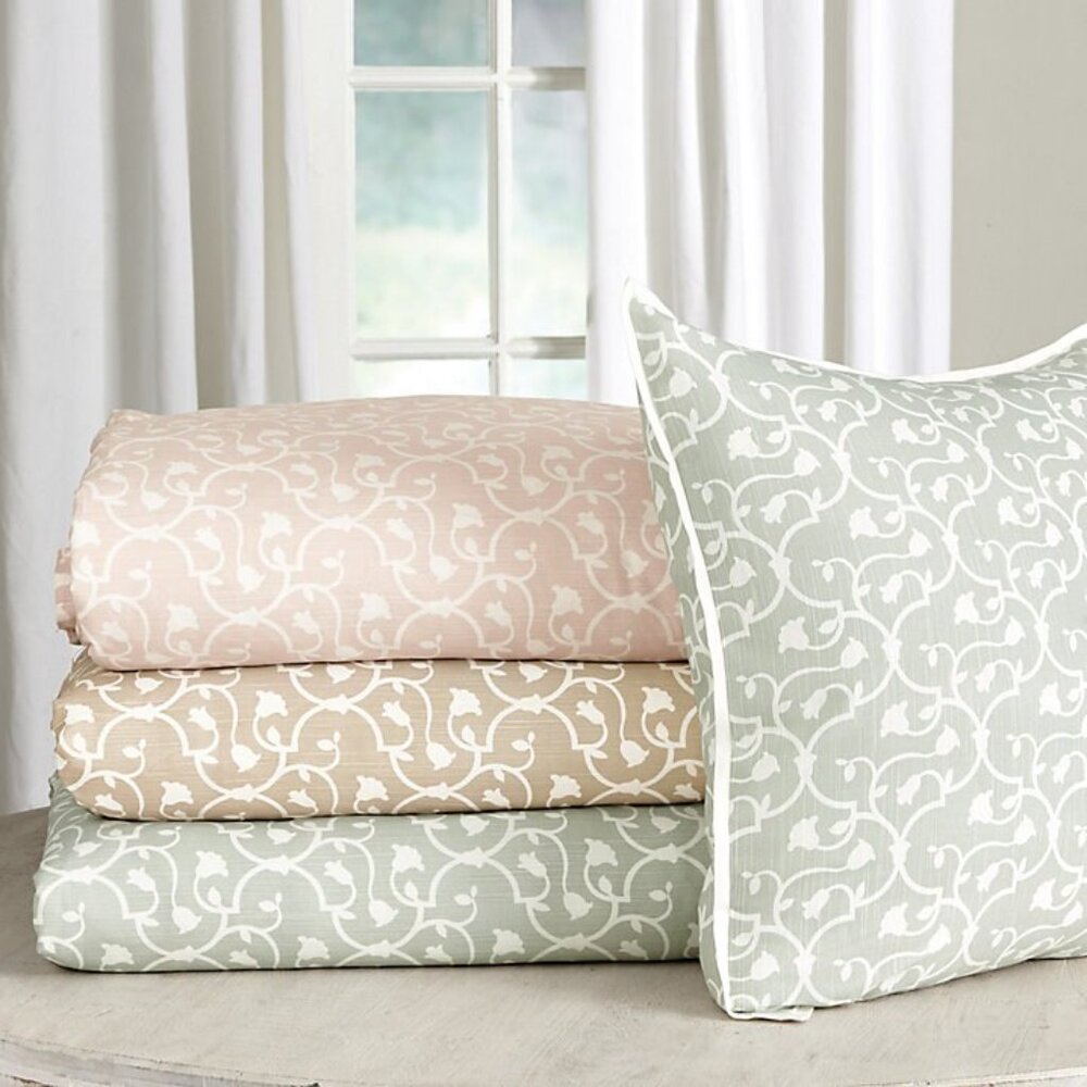 Ballard Designs Florette Tulip Trellis BEIGE King Duvet Cover & 2 King Shams - Picture 5 of 5